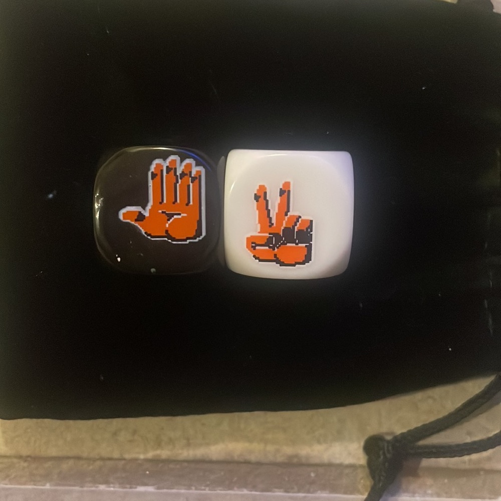 COPY - Never Used Two White and Black Rock, Paper, Scissors Die - Picture 5 of 5